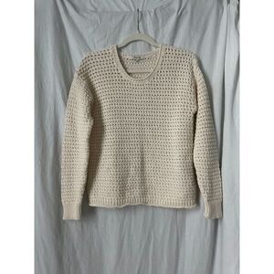 Madewell Open-Stitch Austen Pullover Sweater Cream XS Cotton